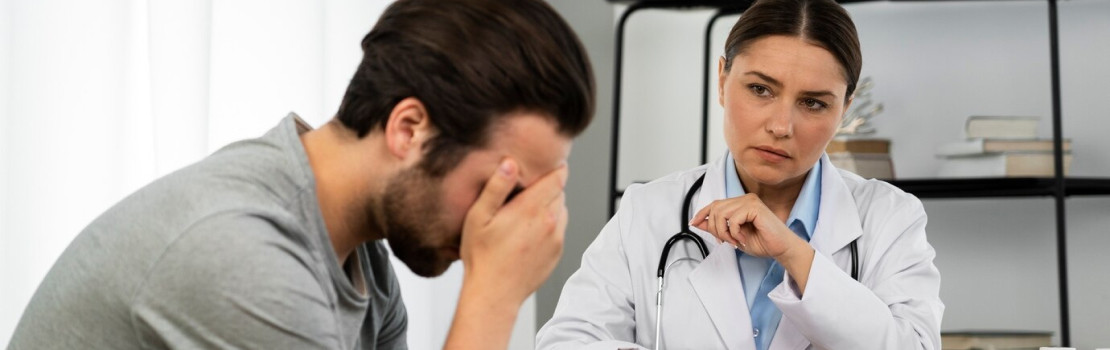 Ilustračný obrázok muža pri konzultácii s urológom v Urológii Žilpo – starostlivosť o prostatu