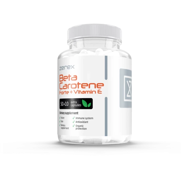E-shop Zerex Betakarotén Forte + Vitamín E - žiarivá a mladá pleť 50 + 10 kapsúl