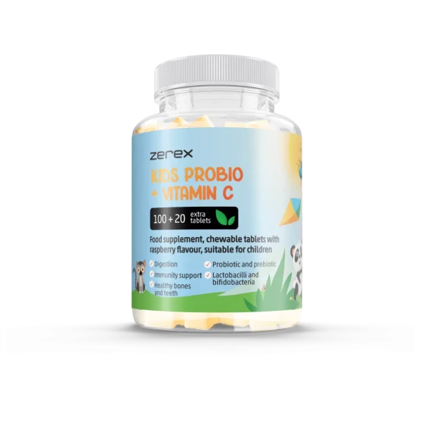 Zerex Kids Probio + Vitamín C - zdravé trávenie pre vaše deti 100 + 20 tbl. (so sladidlom)